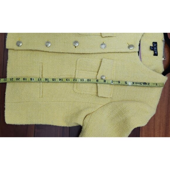 J.Crew Yellow Tweed Cropped Jacket 18 Women Classic Chanel Style Button Front - Picture 9 of 14